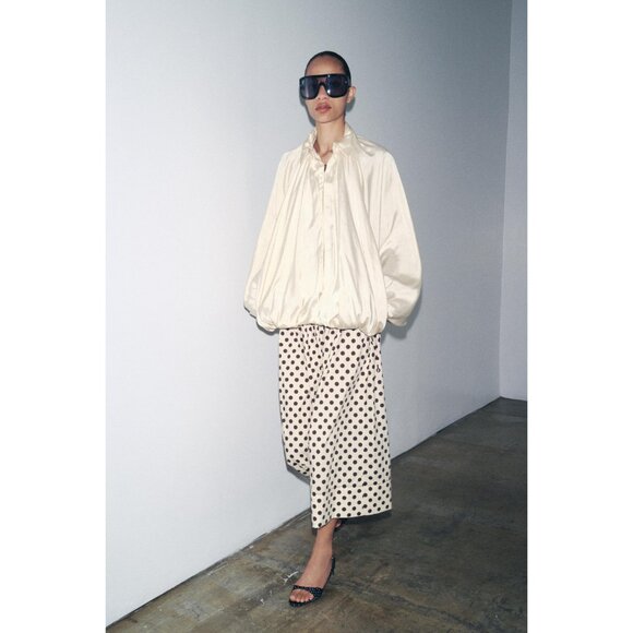 ZARA ZW COLLECTION POLKA DOT MIDI SKIRT - Picture 1 of 10